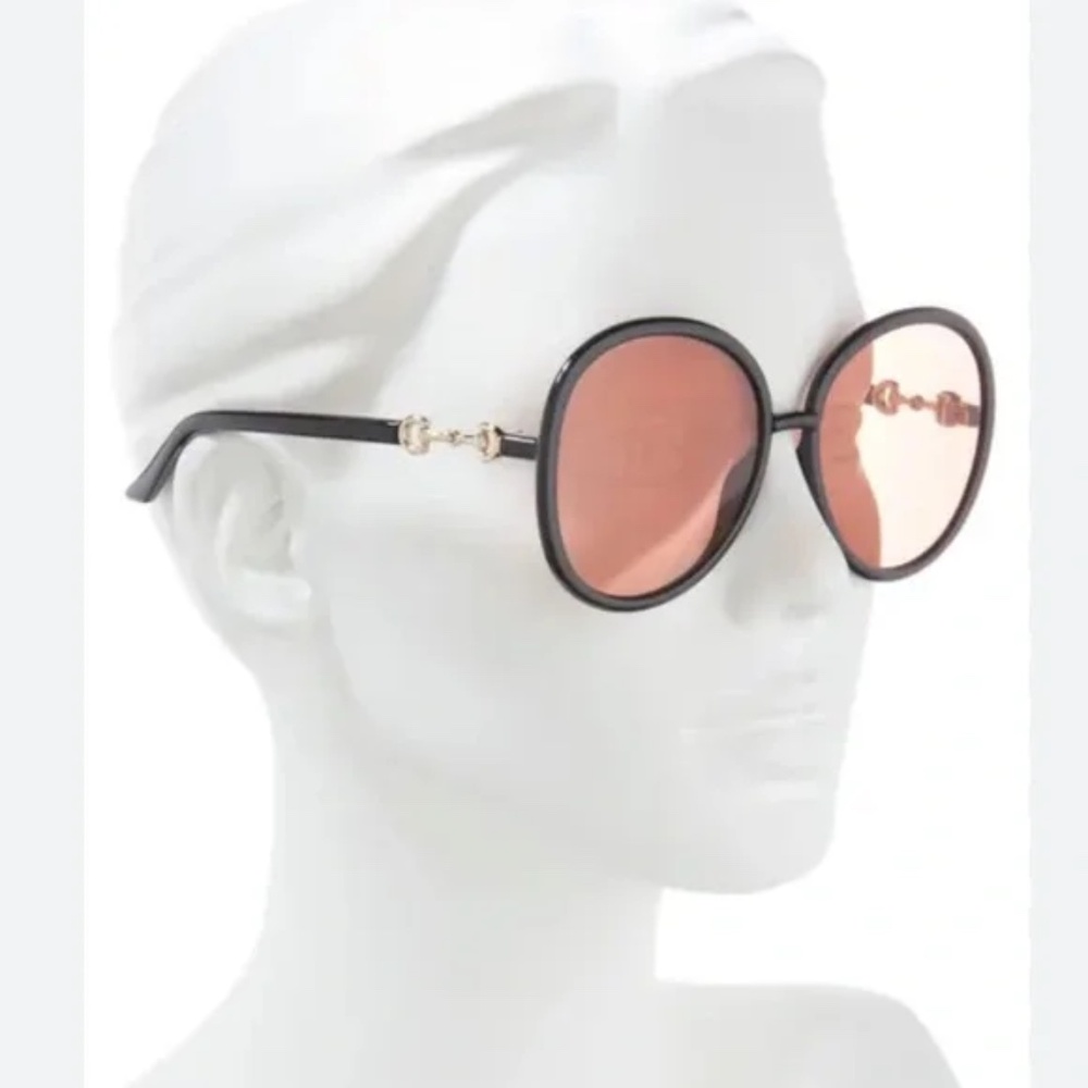 Gucci Black and Orange 61mm Oval Sunglasses NWT $465 - Picture 6 of 6